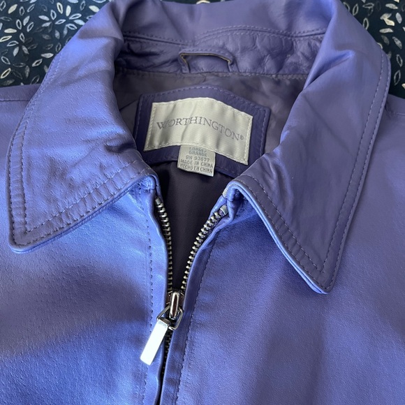 Y2K Sz L Mauve Leather Zippered Jacket - Picture 4 of 6